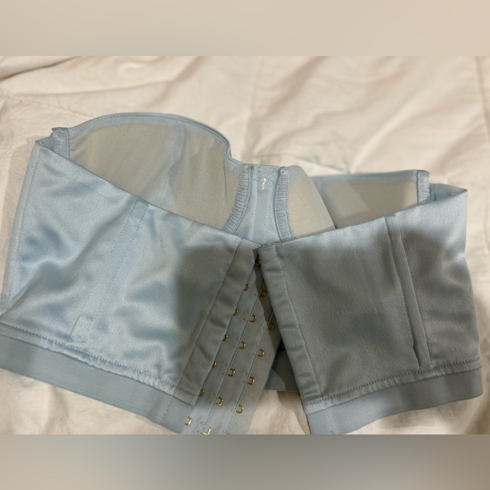 Michael Costello X Revolve Bustier in Powder Blue Satin - Picture 4 of 5